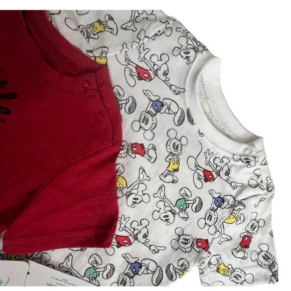 Disney Baby boy Size 3 / 6 Months 3 pc Mickey Mouse Outfit Set short shirt Red - Picture 8 of 9